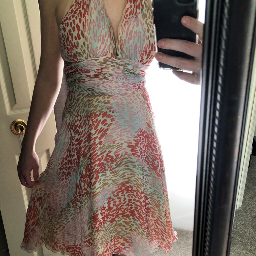 Halter Dress with Colorful Leopard Print
